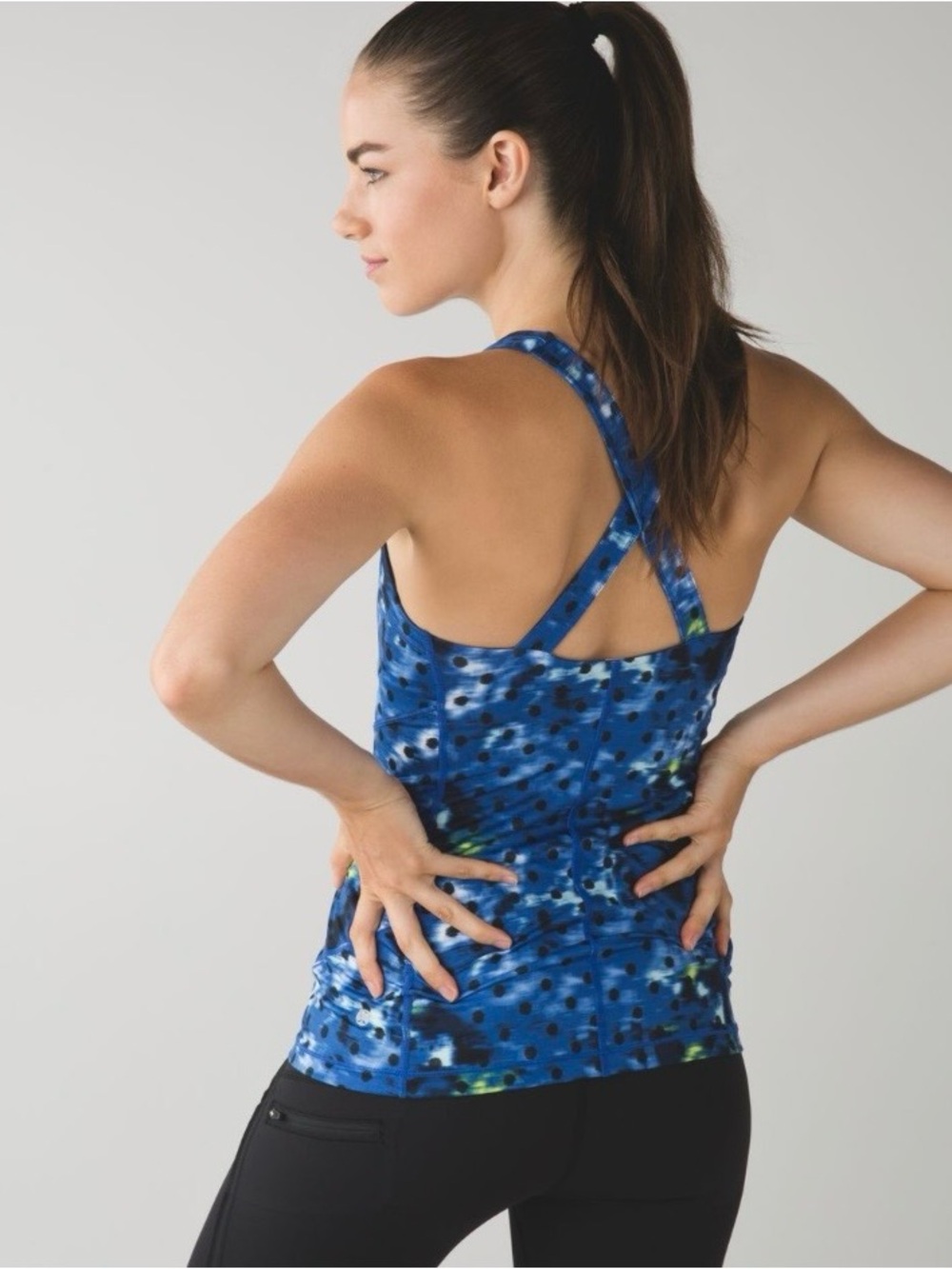 lululemon athletica Blue and Black Dot Print Athletic Top - Picture 4 of 8